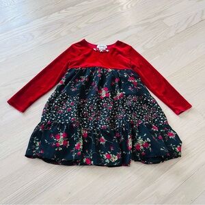 Speechless Girls Velvet Floral Dress in Red Black Size 5